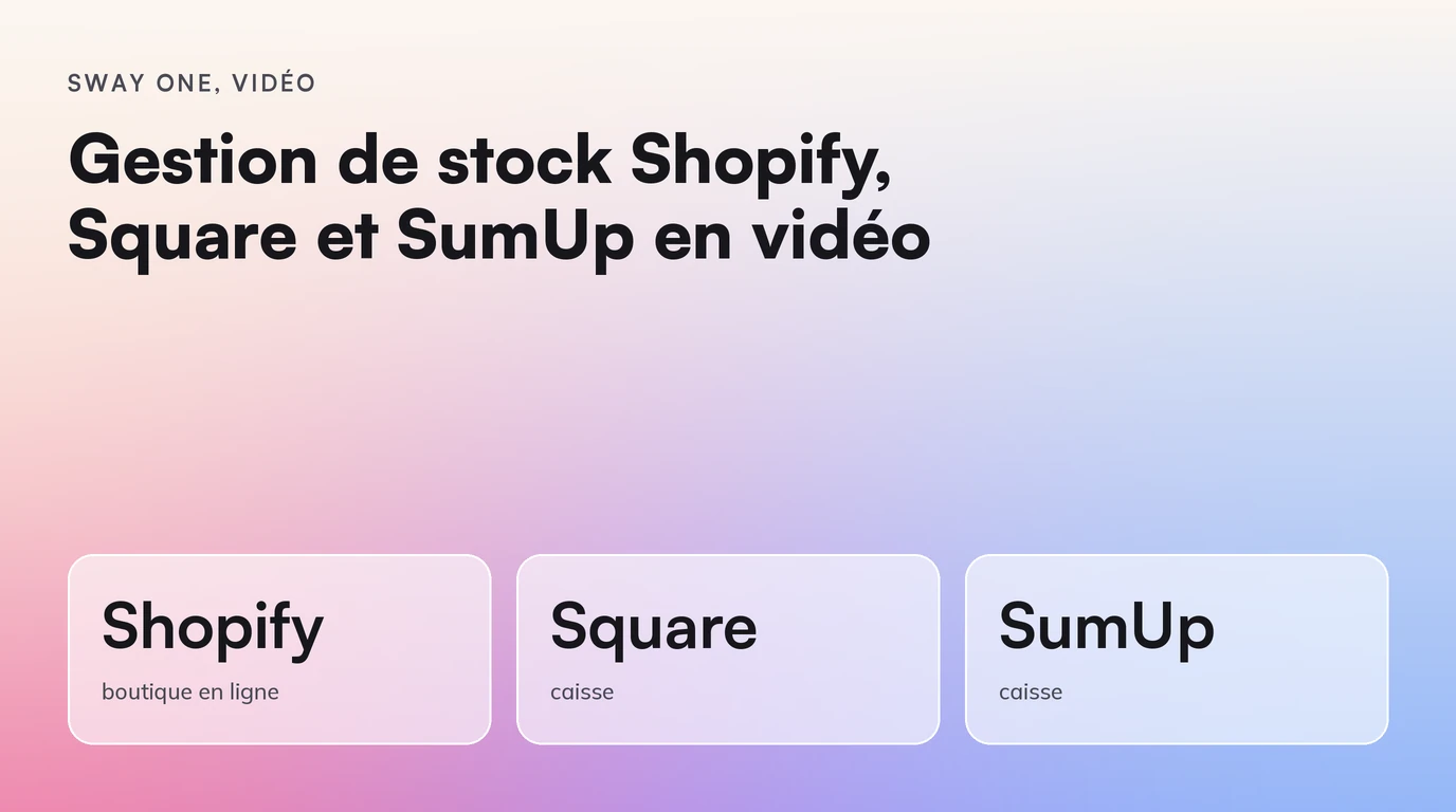 Sway One, Vidéo : Gestion de stock Shopify, Square et SumUp en vidéo. Shopify boutique en ligne ; Square caisse ; SumUp caisse